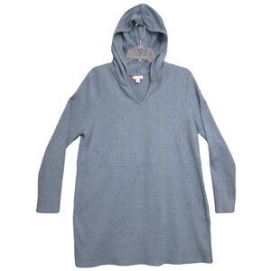 J. JILL | Hooded Ribbed Knit Tunic Sweater Long Sleeve Blue | Size L